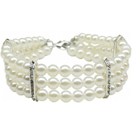 UNCONDITIONAL LOVE Three Row Pearl Necklace; White - Large 12-14 UN806313
